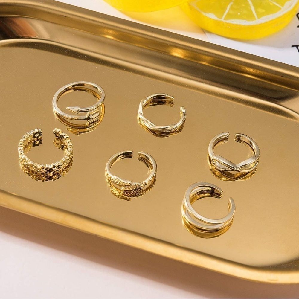 Yellow Gold Adjustable Open Toe Rings - Set of 12 - Picture 2 of 6